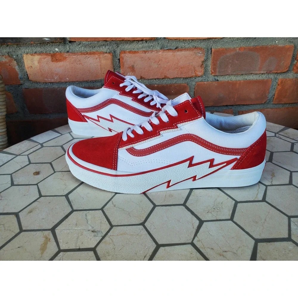 Men Size 6.5 VANS Old Skool Bolt Red VN0009Q56RT Rare Classic Suede Women Sz 8